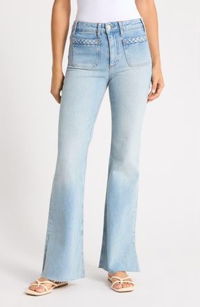Paige Sofia High Waist Patch Pocket Slit Seam Raw Hem Jeans in Montebello at Nordstrom, Size 30
