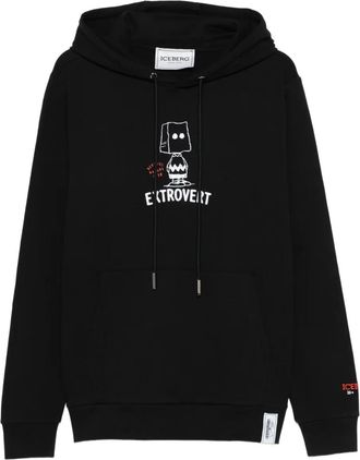 Iceberg Felpa in cotone con cappuccio e stampa - Nero