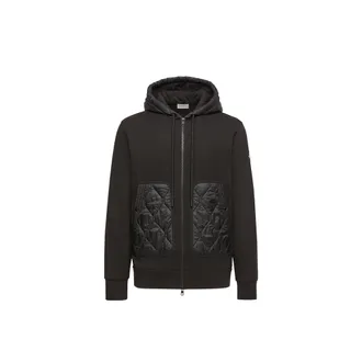 Moncler Moncler Diamond Quilted Cotton Blend Zip-up Hoodie, Men, Black, Size: 3xl