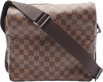 Louis Vuitton Pre-owned Naviglio Damier Ebene Coated Canvas Shoulder Bag - Heren - Vintage Schoudertas - Bruin - ONE Size - Leer - Vintage