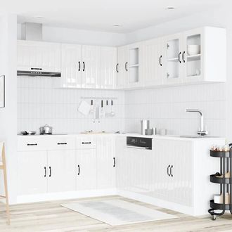 Berkfield Home Elegant 11 Piece Kitchen Cabinet Set Lucca Gloss White Engineered Wood