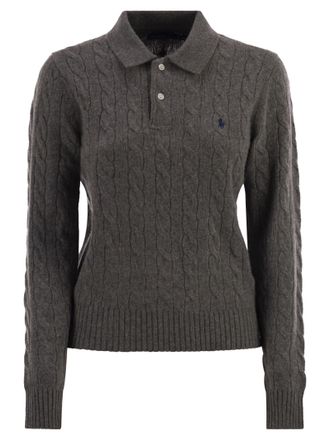 Polo Ralph Lauren Wool And Cashmere Polo Shirt With Cable Knit