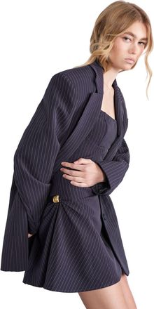 Misspap Premium Pinstripe Oversized Blazer, 10, Navy