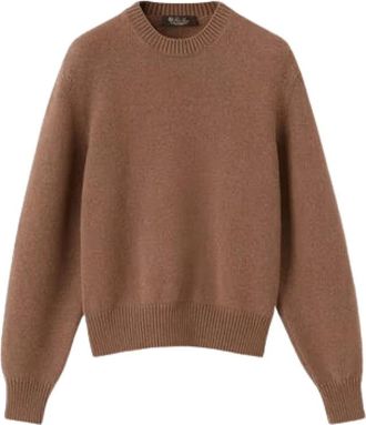 Loro Piana Classic Crewneck - Dames - Ronde hals truien - Bruin - S - Leer - Truien & Vesten