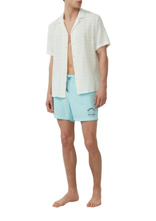 s.Oliver Strandshorts S.OLIVER, Herren, Gr. XXL, N-Gr, turquise, Obermaterial: 100% Polyester, bedruckt, regular fit ca. Mitte Oberschenkel, Hosen Strandshorts