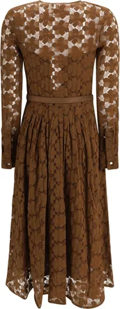 Max Mara Womens Agrume Midi Dress Lace Cioccolato Polyamide; Cotton