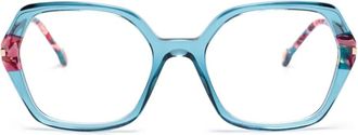 Carolina Herrera Her geometric-frame glasses - women - Acetate/Metal - 54 - Blue