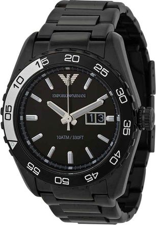 Emporio Armani Sportivo Black Dial Blaxk Ion-plated Mens Watch AR6049