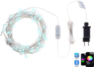 Beliani Cortina De Luces Led Que Cambian De Color Controladas Por Aplicaci&oacute;n 150 Cm Con Temporizador E Interruptor Transparente Kulusuk
