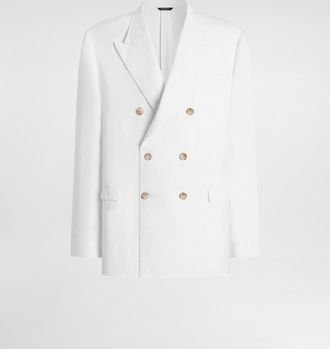 Dolce & Gabbana Double-breasted Taormina Linen Jacket - Man Suits And Blazers White 46