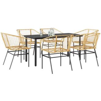 vidaXL Juego De Comedor De Jard&iacute;n 7 Pzas Rat&aacute;n Pe Marr&oacute;n Vidaxl