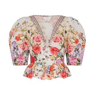 Camilla Blouses, female, White, Size: XS Puff Sleeve Top With Hardware