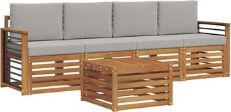 vidaXL Conjunto De Sof&aacute;s De Exterior 5 Uds. Gris Natural Y Claro Vidaxl