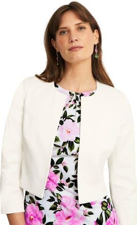 Hobbs London Elize Cropped 3/4 Sleeve Occasion Jacket in Ivory at Nordstrom, Size 14