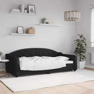 vidaXL Sof&aacute; Cama Sin Colch&oacute;n Tela Negro 90x190 Cm Vidaxl