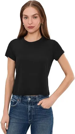 AG - Adriano Goldschmied Sadie Crew Neck Crop T-shirt Womens Clothing Super Black : MD (US 6-8), Cotton/Modal
