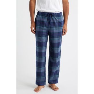 Nordstrom Flannel Pajama Pants in Navy- Green Jamal Plaid at Nordstrom, Size Xx-Large