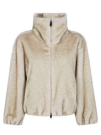 P.A.R.O.S.H. Cropped Zip Faux Fur Down Jacket
