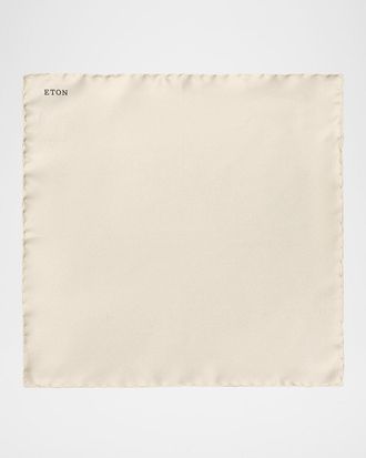 Eton White Silk Pocket Square
