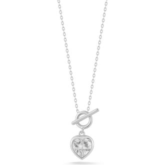 Sphera Milano Cubic Zirconia Heart Toggle Pendant Necklace in Silver/White at Nordstrom Rack