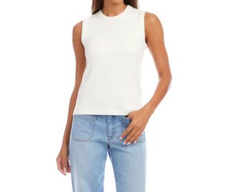Karen Kane Rosalie Ribbed Tank In Off-White