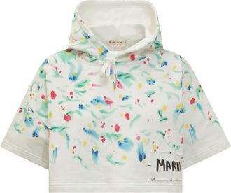 Marni White Floral Hood Sweatshirt