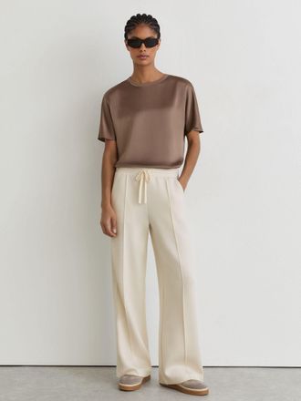 Reiss Bella Womens Petite Premium Interlock Wide-leg Joggers, XL