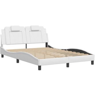 vidaXL Vidaxl - Estructura Cama Con Luces Led Cuero Sint&eacute;tico Blanco 140x200 Cm