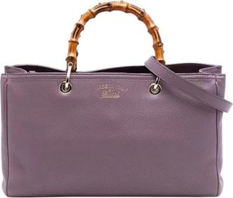 Gucci Pre-owned Handbags, female, Purple, Size: ONE SIZE Pre-owned Bamboo Satchel
