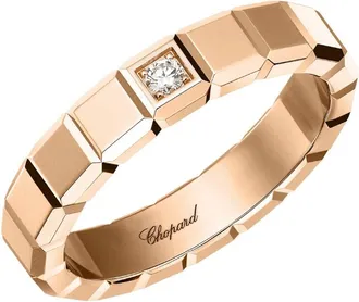 Chopard Ice Cube 18k Rose Gold 0.03 CT Diamond Ring, Size 60