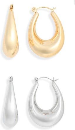Natasha 2-Pack Hoop Earrings in Gold/Silver at Nordstrom Rack