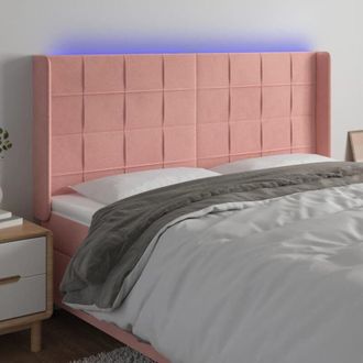 vidaXL Cabecero Con Led De Terciopelo Rosa 183x16x118/128 Cm Vidaxl