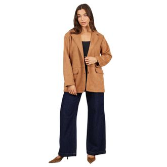 Brave Soul Blazer van imitatiesu&egrave;de voor dames (Tan)