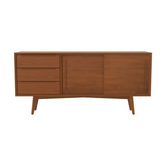 Rendez-Vous D&eacute;co Aparador en teca de 2 puertas y 3 cajones