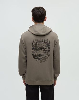 tentree Getaway Relaxed Hoodie in Timber/meteorite Black at Nordstrom, Size Xx-Large