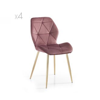 tomasucci New Kemy Set of 4 Chairs, Powder Pink/Gold