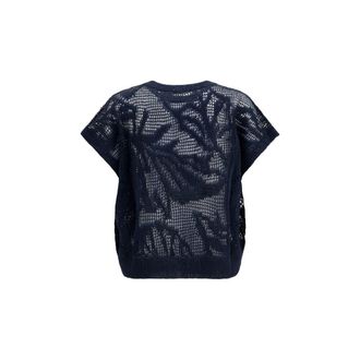 Brunello Cucinelli Womens Blue Linen T-Shirt