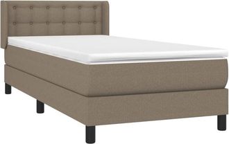 vidaXL Cama Box Spring Con Colch&oacute;n Tela Gris Taupe 90x190 Cm Vidaxl