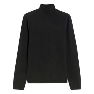 Max Mara Zwarte Kasjmiertrui Geribbelde Rolhals - Dames - Cashmere truien - Zwart - L - Kasjmier - Truien & Vesten