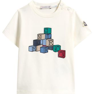 Moncler Kids Logo Patch Graphic T-Shirt in White at Nordstrom, Size 6-9M