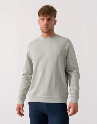 HUGO BOSS Mens BOSS Orange Westart Mens Crew Neck Sweatshirt With Logo Patch - Silver 043 - Size: 40
