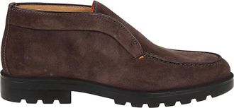 Santoni Bruin Leren Jas Elegante Stijl - Heren - Enkellaarsjes - Bruin - 41 EU - Leer - Schoenen
