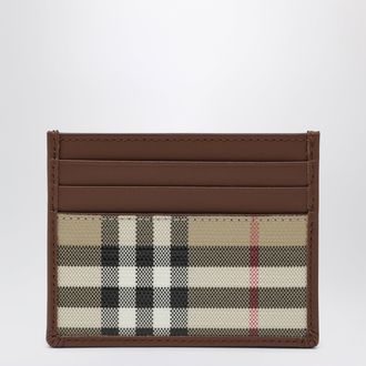 Burberry Check credit card holder in coated cotton, beige