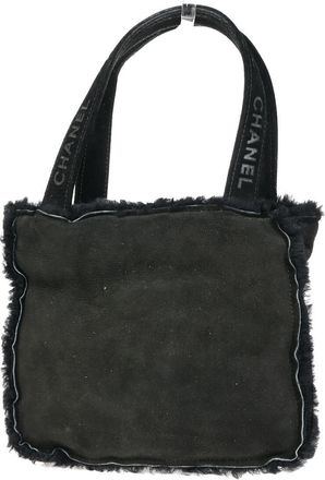 Chanel Fantasy Fur Tote Faux Fur With Leather Black Suede,Fur Handbag (Pre-Owned)