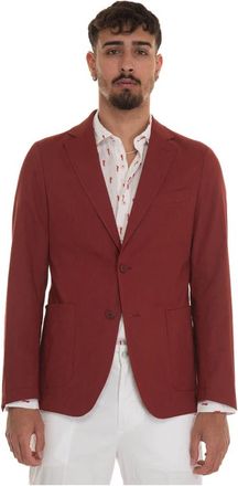 HUGO BOSS Linnenmix Jas zonder Voering - Heren - Blazers - Rood - L - Linnen - Jassen