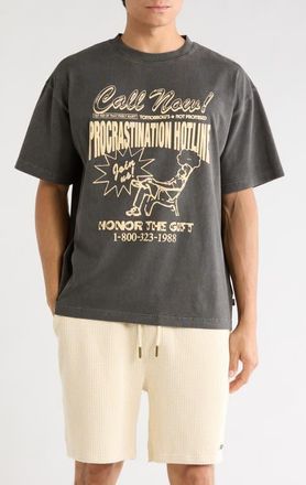 Honor The Gift Procrastination Hotline Graphic Cotton T-Shirt in Black at Nordstrom, Size Xx-Large