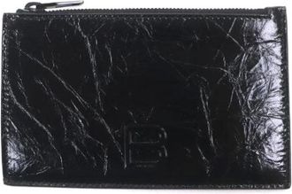 Balenciaga Pre-owned Wallets, male, Black, Size: ONE SIZE Pre-owned Crush Leather Coin Case
