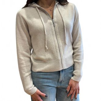 Kinross Cashmere Zip Hoodie In Almond