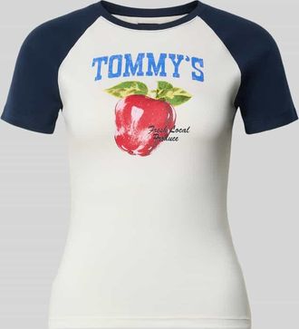 Tommy Jeans Slim Fit T-Shirt aus Baumwoll-Mix in Weiss, Gr&ouml;&szlig;e XL