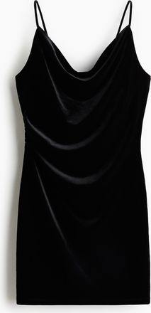 H&M Drapiertes Trägerkleid - Schwarz
